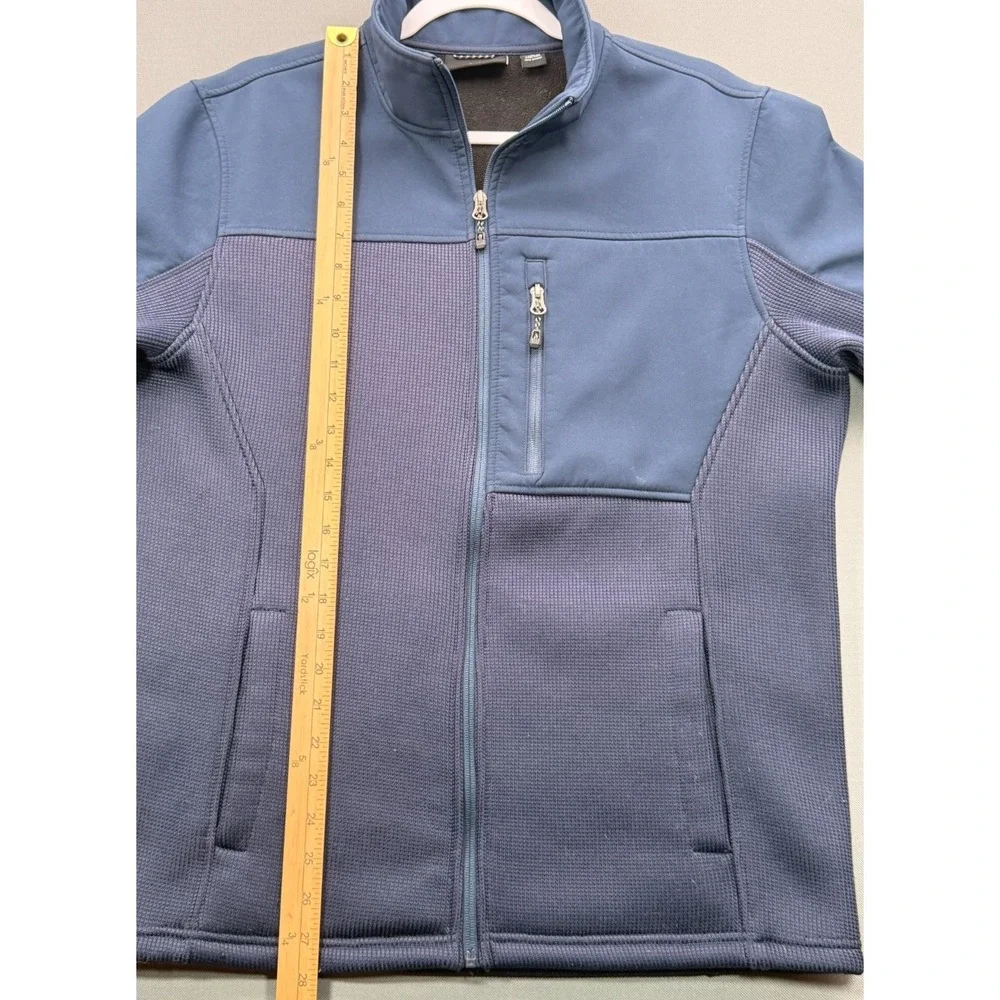Swiss Tech Hybrid Fleece Jacket Navy Blue Full Zip Sweater | Men's Medium M